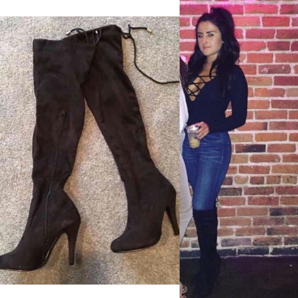 Shoes - Black Over the knee boots